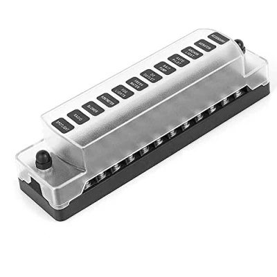 Image de Jtron boitier fusible 12v auto 12 voies boite pour ATO/ATC 1 20A DC 32 V M5 connecteur à vis porte avec fusible(12 sans pôle négatif)