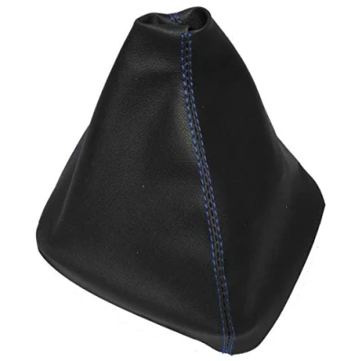 Image de AERZETIX Soufflet de levier vitesse en simili cuir avec couture/surpiqûres couleurs variables (noir surpiqûres bleues)