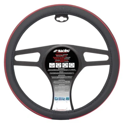 Image de Simoni Racing Couvre Volant Speed Eco Cuir Noir + Couture Rouge 37 39cm