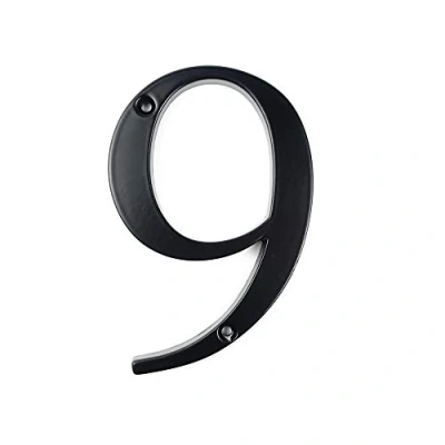 Image de HASWARE Plaque de numéro maison 4 pouces (10 cm) Numéros porte modernes signalisation d&#039;adresse la en alliage zinc (9, Noir)