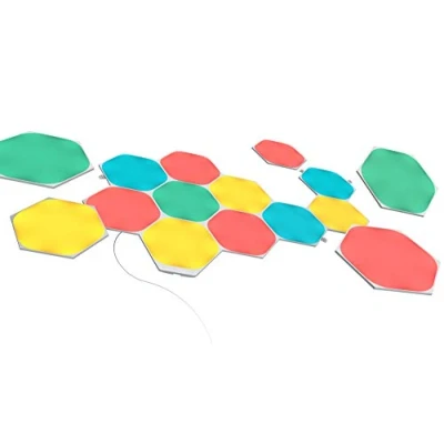 Image de Nanoleaf Shapes Hexagone Kit de Démarrage, 15 Panneaux Lumineux LED Connectés Appliques Murales Luminaires Intérieur Modulaires RGBW Wi Fi, Compatible Alexa, pour Salon Chambre ou Bureau Gaming