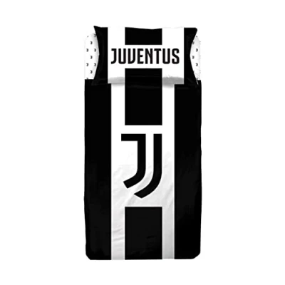 Image de hermet Juventus F.C Parure de lit 1 Place, 100% Coton, Blanc Noir