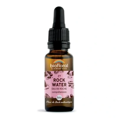 Image de BIOFLORAL 27 Rock Water, Eau de Roche BIO DEMETER Compréhension Fleur Bach Authentique Compte gouttes 20 ML