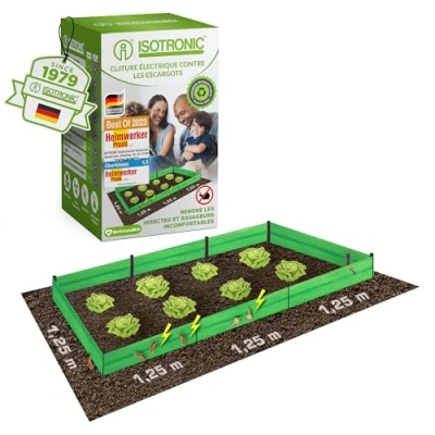 Image de ISOTRONIC Clôture anti limaces électrique pour protéger contre les escargots dans parterres et surélevés, à piles, utilisation flexible, respectueuse de l&#039;environnement