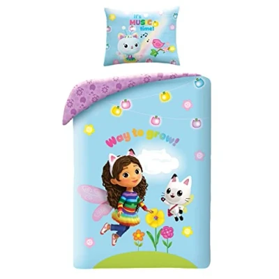 Image de Halantex Gabby&#039;s Dollhouse Way to Grow Housse de couette 140 x 200 cm avec taie d&#039;oreiller 70 90 100 % coton multicolore
