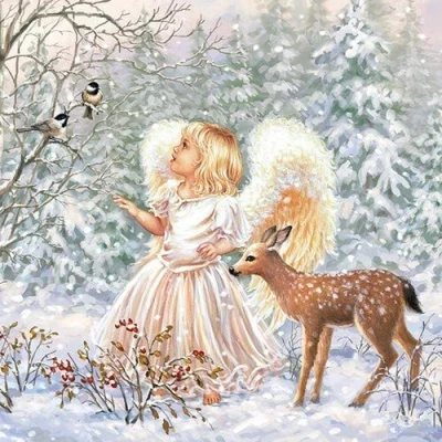 Image de Lot de 20 serviettes table en forme d&#039;ange dans la forêt enchantée pour enfants et adultes 33 x cm