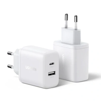 Image de UGREEN Lot de 2 Chargeur USB C Rapide Double Ports 20W Prise Secteur A Compatible avec 16 Plus Pro Max 15 14 13 12 11 Galaxy S24 A15 A05s Pixel 8 7 6 iPad Mini Air, Cable Non Inclus