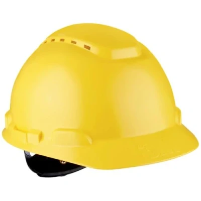 Image de Casque de sécurité 3M™ H700 jaune, ventilé, avec harnais à crémaillère et basane synthétique