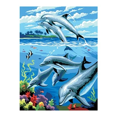 Image de Pracht Creatives Hobby Royal &amp; Langnickel Peinture par numéros Junior Dauphins, Couleurs et pinceaux Inclus, pour Adultes Enfants à partir de 8 Ans, 4670 30291