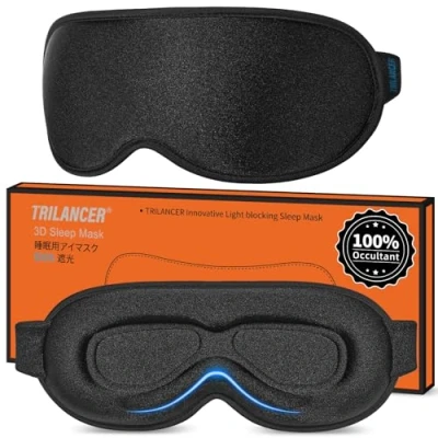 Image de Masque de Nuit Innovant 2024, Trilancer Bandeau Sommeil les yeux, Cache œil Dormir,Masque Sommeil, Voyage Avion Méditation Siestes, Accessoires pour Hommes et Femmes, Bloque la Lumière (Noir)