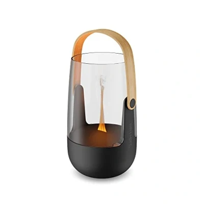 Image de Stadler Form diffuseur d&#039;arômes &amp; Lanterne Sophie, pour l&#039;intérieur et l&#039;extérieur, Diffuse des huiles essentielles, Effet de Flamme, Fonctionne sur Batterie jusqu&#039;à 11 h, Noir avec poignée en Bambou