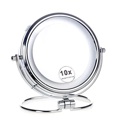 Image de HIMRY Lumineux Miroir de Maquillage LED sur Pied 18 cm, 7x Grossissement, 7&quot; Pliable avec éclairage pour Le Rasage, Recto Verso pivotant à 360 , KXD3137