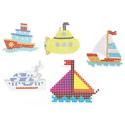 Image de Happy Price Toys HPT Kit de plaques à épingles pour perles repasser Midi 5 mm, avec modèles motifs (compatibles les Hama Midi) (Navires)