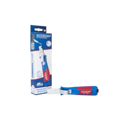 Image de WEICON TOOLS 50054328 Couteau à dégainer N4 28H lame crochue + capuchon de protection, Bleu/Rouge