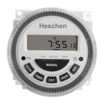 Image de Heschen Commutateur de relais programmable hebdomadaire avec écran LCD numérique CN304, 220250 VAC 16 A, SPST, 5 broches