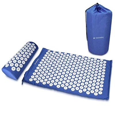 Image de Navaris Tapis Acupression avec Oreiller Kit Matelas Coussin Sac Set Picots Aiguilles en Forme de Fleurs