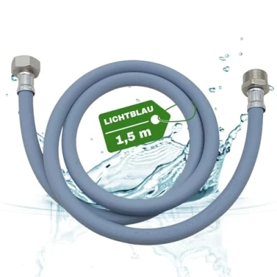 Image de LICHTBLAU Rallonge de tuyau d&#039;alimentation avec filetage métallique I 1,5 m Raccord pour machine à laver et lave vaisselle 3/4&quot;
