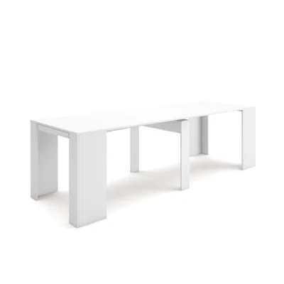 Image de Skraut Home Table Console Extensible Meuble 260 pour 12 Personnes à Manger Style Moderne Blanc