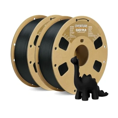 Image de OVERTURE EASY PLA Filament 1.75 mm, d&#039;imprimante 3D 2kg (4.4 lb), Précision dimensionnelle de +/ 0,02mm(Easy Noir*2)