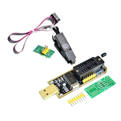 Image de Jikoiuty Module de programmation CH341A 24 25 Série EEPROM Flash BIOS USB + clip test SOIC8 SOP8 pour 93CXX / 25CXX 24CXX