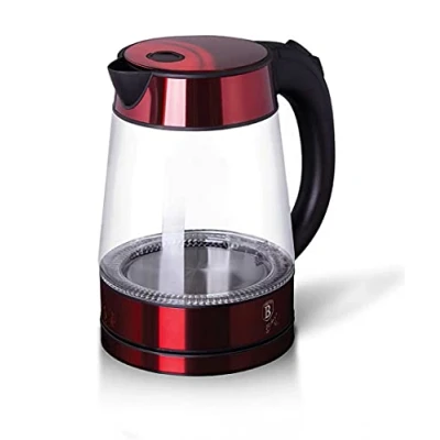 Image de Berlinger Haus, Bouilloire en verre électrique, Collection Burgundy, Base rotative à 360 , Protection sèche bouillante, s&#039;éteint automatiquement, Lumière LED bleue, 1,7 L