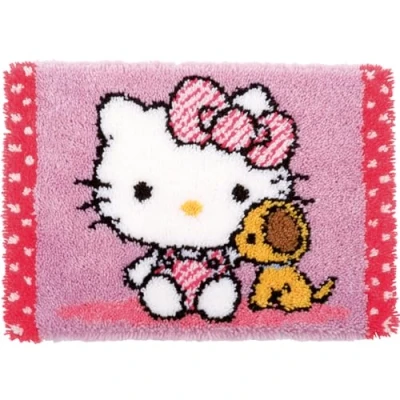 Image de Vervaco Kit Crochet de Verrouillage, Tapis, Hello Kitty, avec Chien