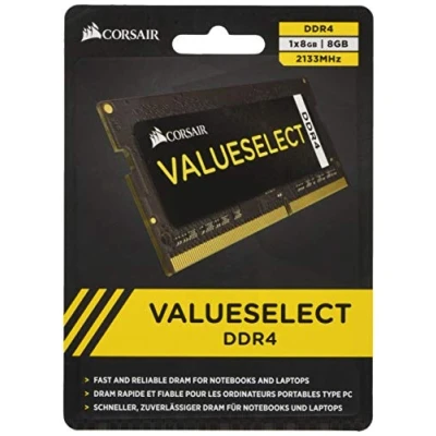 Image de Corsair Value Select SODIMM 8Go (1x8Go) DDR4 2133MHz C15 Mémoire pour Ordinateur Portable/Notebook Noir