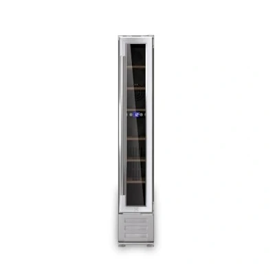 Image de LES PETITS CHAMPS Cave à Vin Encastrable 7 Bouteilles CAVSE7, Capacité 22L, Portes en Acier Inoxydable, Réglable de 5C 22C, Système Thermodynamique, Éclairage LED, Anti UV, 6 étagères