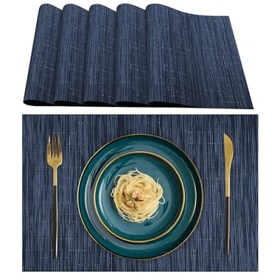 Image de Lumaca Lot de 6 Sets Table Lavables,Set Table(70% PVC, 30% Polyester), Résistants à la Chaleur, Antidérapants, pour Cuisine et Restaurants,Bleu