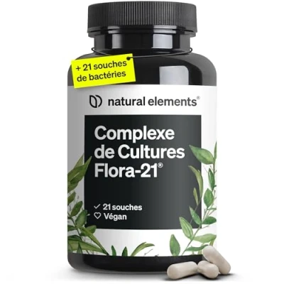 Image de Probiotique Flore Intestinale Complexe de cultures 180 gélules gastro résistantes 21 souches bactéries + inuline bio Testé en laboratoire, végétalien