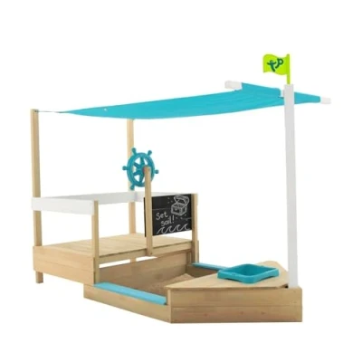 Image de TP Toys Ahoy Bateau Bois Bac à Sable 2 Modes de Jeu pour Enfants partir Ans Jardin et extérieur avec Housse d&#039;ombrage Rangement Jouets caché, TP619, 123 x 38 18 cm