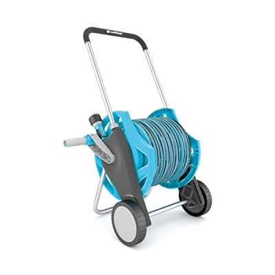 Image de cellfast Ensemble de Chariots pour Tuyau d&#039;arrosage Discover Poignée caoutchoutée, Résistant à la Corrosion, Stable, Pied Pliant, ORIGINALFLEX 1/2 30m, 55 630 Bleu