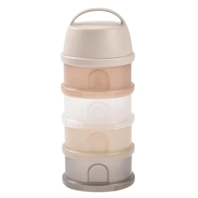 Image de BÉABA, Boite doseuse de Lait en Poudre Empilable, 100% Hermétique, 4 Compartiments, Made in France, Grande contenance, Usage Evolutif, Facile à transporter, Translucide Argile