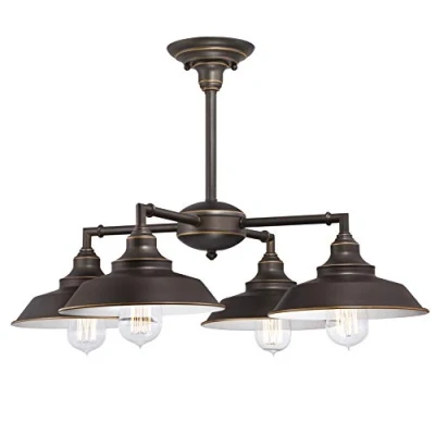 Image de Éclairage Westinghouse 63433 Luminaire de plafond à montage semi encastré /Chandelier d&#039;intérieur quatre lampes Iron Hill, finition bronze huilé reflets