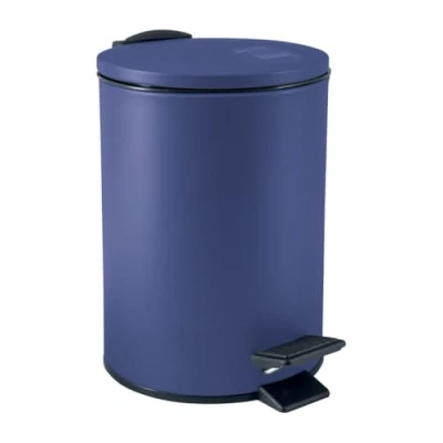 Image de Spirella, Poubelle à Pédale en Acier, Modèle Adelar, Mécanisme Slow Close, Le Couvercle se referme doucement et silencieusement, Revêtement Anti Traces de Doigts, Bleu Foncé, 3 litres