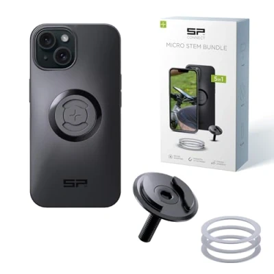 Image de SP CONNECT Micro Stem Bundle SPC+ pour iPhone 15 Support de téléphone Portable Guidon vélo Smartphone