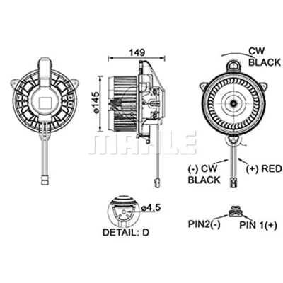 Image de MAHLE ORIGINAL AB 278 000P Pulseur d&#039;Air pour véhicules avec direction à droite