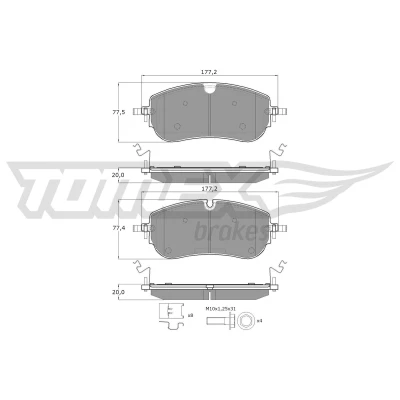Image de TOMEX brakes TX 60 29 Jeu de plaquettes frein Essieu avant préparé pour indicateur d&#039;usure avec vis d&#039;étrier accessoires
