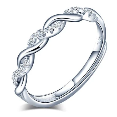 Image de Yumilok bague femme fille en argent 925, ouverte symbole infini, Zircon incrusté, Taille ajustable, Cadeau de Noël anniversaire, appropriée: 49 57