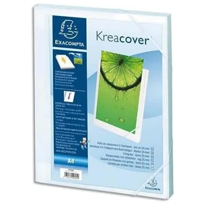 Image de EXACOMPTA Boîte de classement personnalisable KREACOVER dos 25 mm, A4, polypropylène blanc opaque