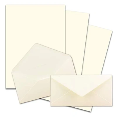 Image de 50x sets de papier à lettres A4 avec enveloppes DL fermeture: gommée couleur: blanc naturel mat FarbenFroh by GUSTAV NEUSER