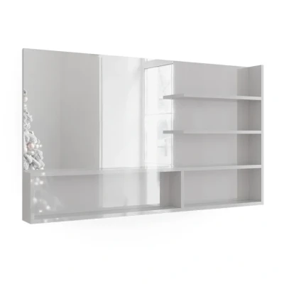 Image de Vicco Miroir Mural, Blanc Haute Brillance, 119.8 x 70 cm avec Compartiments Ouverts