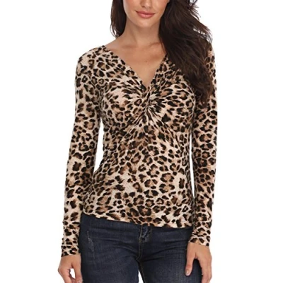 Image de MISS MOLY Chemisier Femme Chic Chemise à Manches Longues Mode Tee Top Haut Blouse Léopard X Large