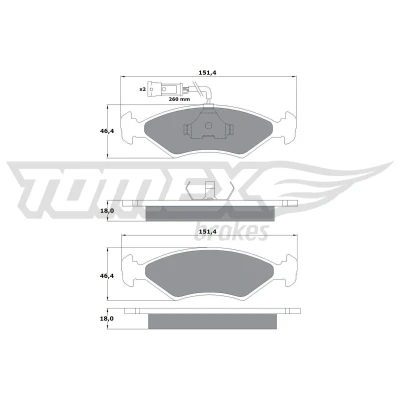 Image de TOMEX brakes TX 10 281 Jeu de plaquettes frein Essieu avant contact signal d&#039;usure inclus FORD: FIESTA 4, Puma, 3