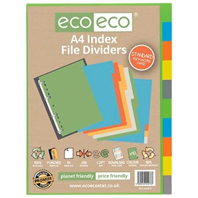 Image de eco A4 50% Recyclé Set 10 Diviseurs de Fichiers d&#039;Index