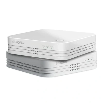 Image de STRONG Kit WiFi Mesh Atria 1200 Mbps Jusqu&#039;à 200 m² de Couverture Supplémentaire Compatible Toutes Box &amp; Routeurs Standards Dual Band 2,4 GHz + 5 3 Ports Ethernet Blanc