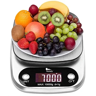Image de Balance de cuisine numérique 10 kg avec fonction tare et arrêt automatique en acier inoxydable qualité supérieure pour la cuisson des aliments multifonction écran LCD rétroéclairé