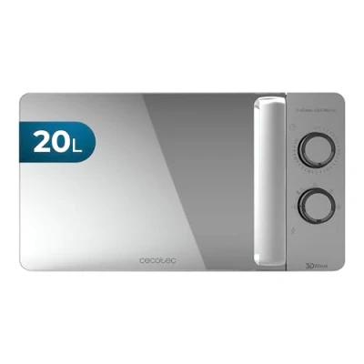 Image de Cecotec Micro ondes ProClean 3060 Gray Mirror. Capacité de 20 L, Revêtement Ready2Clean, 700 W Puissance, 6 Niveaux Fonctionnement, Minuterie 30 minutes, Finition Argenté.