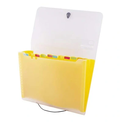 Image de D.RECT 5540 Pochette Trieur Document, Scolaire, Alphabétique Extensible Pochettes pour Documents 12 Compartiments l&#039;école, le bureau, la maison Format A4 Jaune 110578