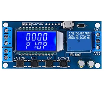 Image de Module de Relais Temporisé DC 6 30V avec écran LCD,Retardateur Cycle Temporisation 0.01s 9999min, support Micro USB 5V alimentation électrique, contre les inversions
